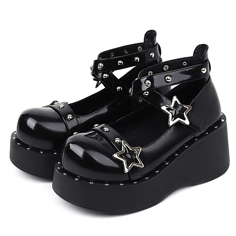 thumbnail image 2 of Women's Mary Jane Oxford Shoes - Gothic Lolita Style Flat Shoes With Round Toe & Non-Slip Sole 2 of 9