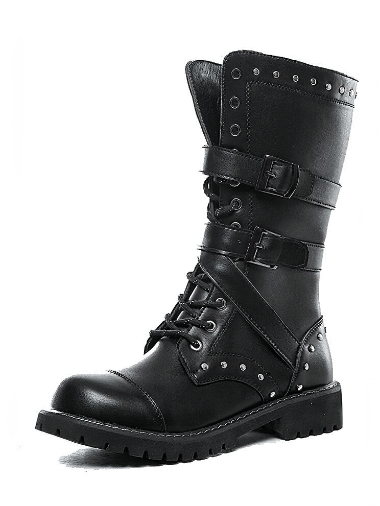 Stylish Studded Military Inspired Biker Boots EU Stock