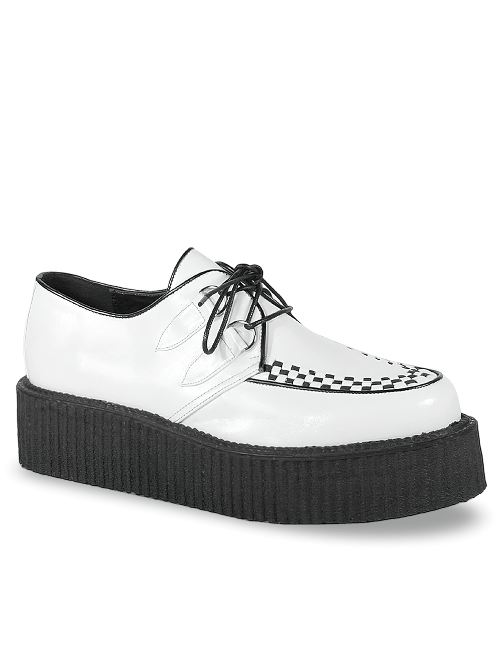 DEMONIA Chaussures Creeper Goth Punk Plateforme Blanches et Noires