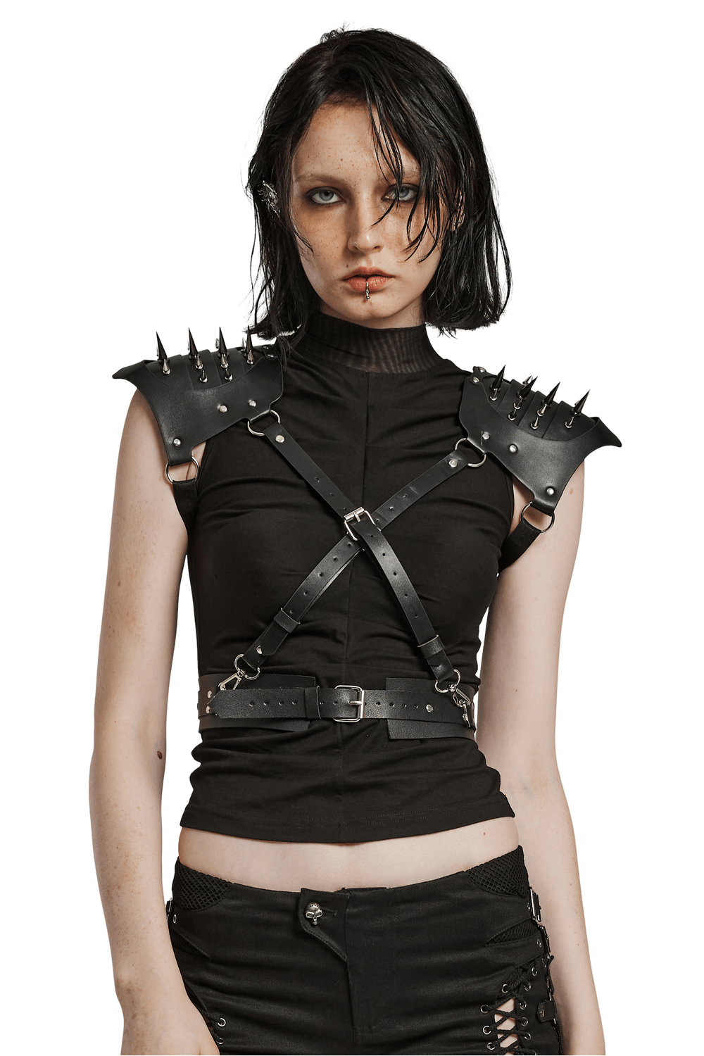 Edgy Punk Rivet Shoulder Harness with Adjustable Straps