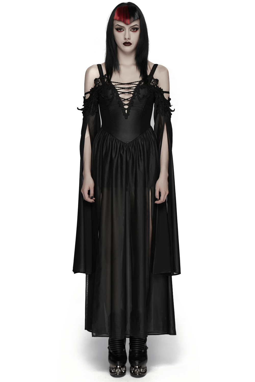 Elegant Women's Chiffon Maxi Dress with Cape Sleeves