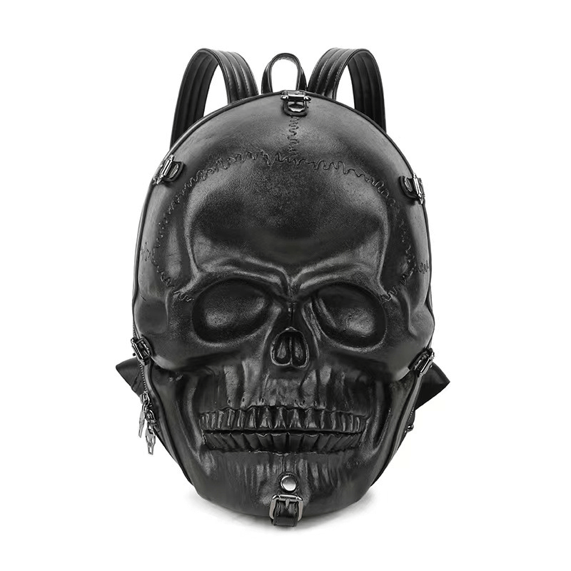 Modischer 3D Schadelkopf Rucksack einzigartiger Gothic Rucksack mit