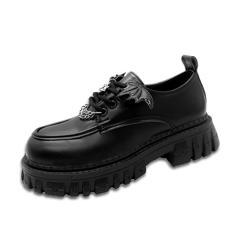 Metal Chain Bat Wings Chunky Platform Round Toe Shoes Metal Chain Bat Wings Chunky Platform Round Toe Shoes