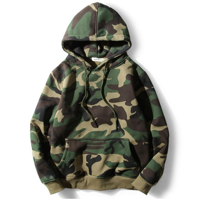 Military Male Army Green Hoodie Camouflage Fleece Hoodie