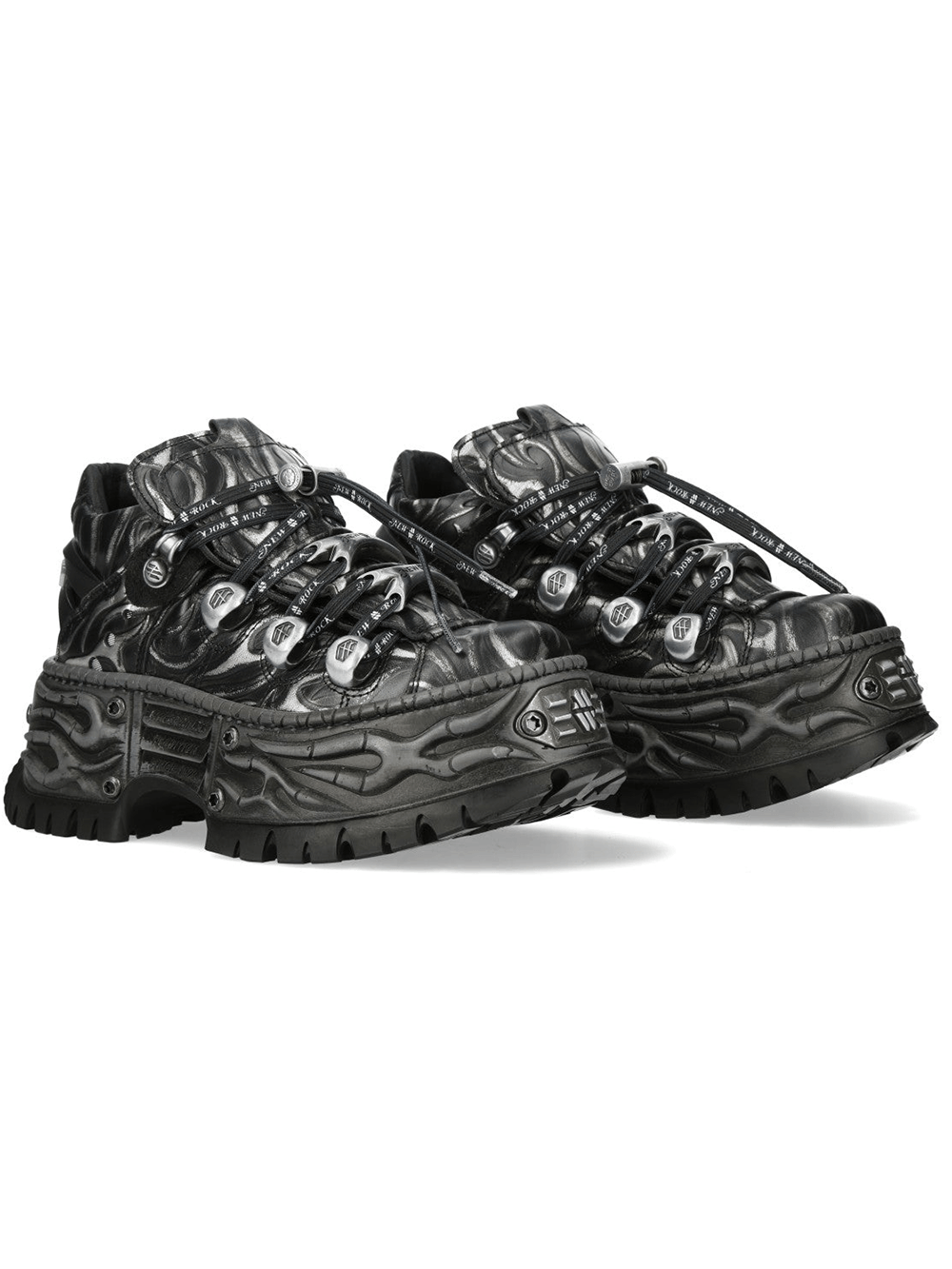 NEW ROCK Men's Black Fire Platform Rock Sneakers