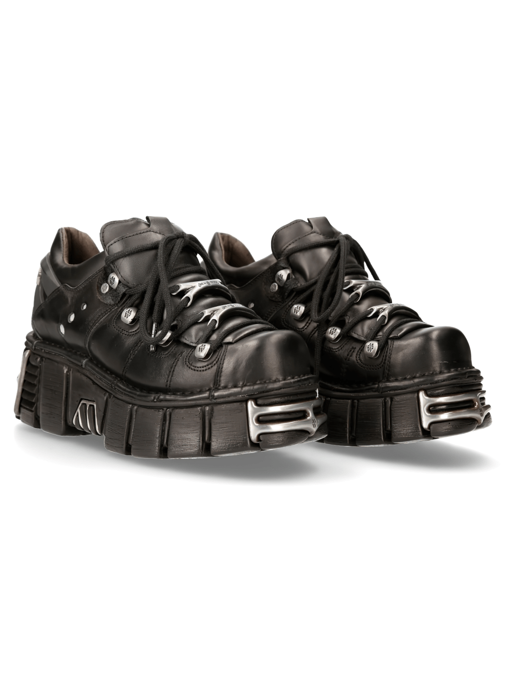 NEW ROCK Men's Black Lace-Up Platform Ankle Boots