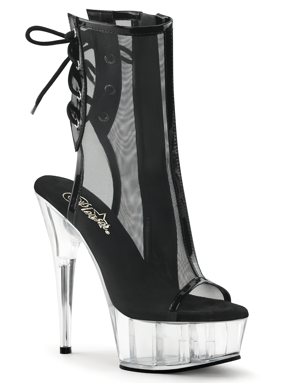 Boots Black And Clear Platform Heels Clear Heel Pointed Sock Boots