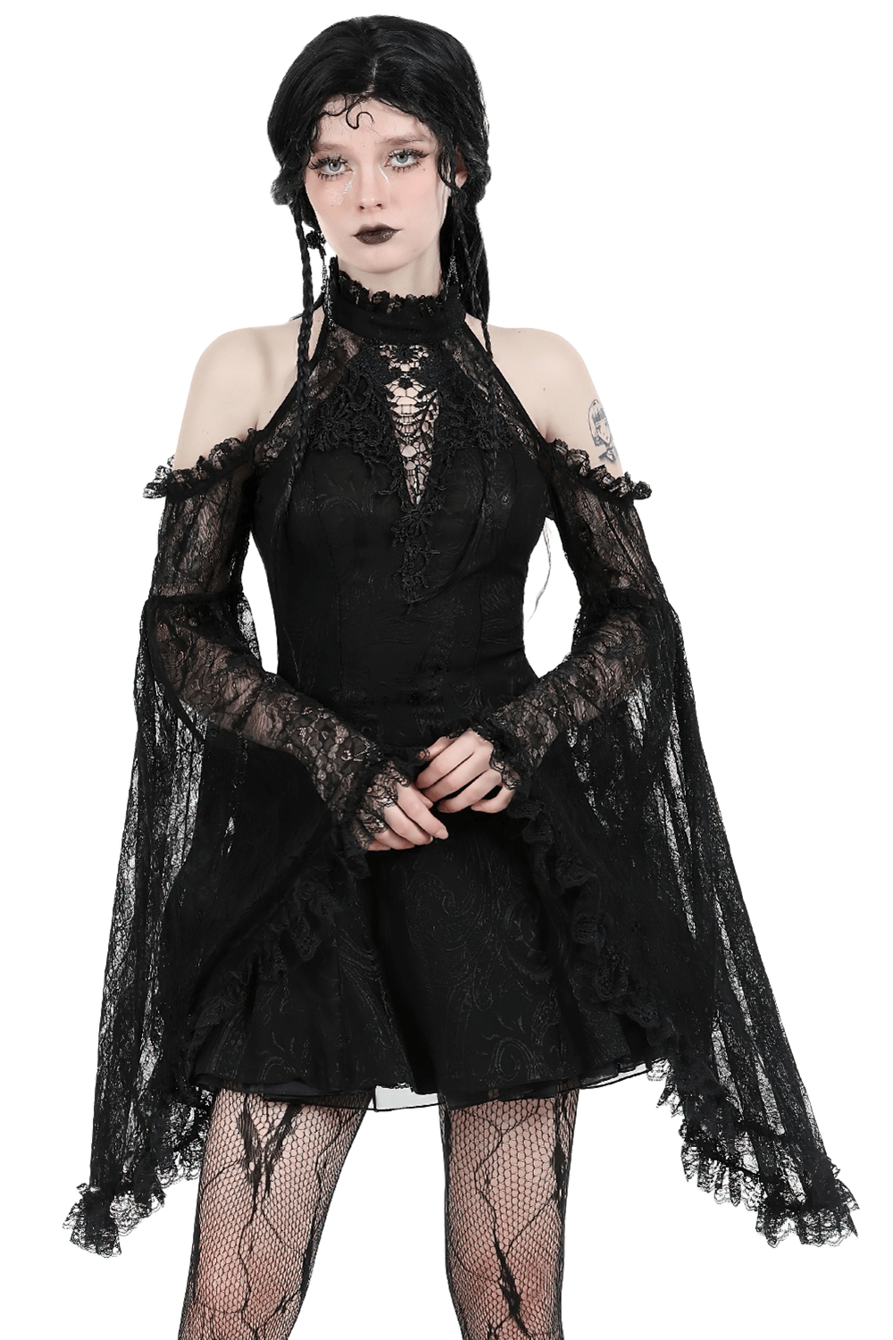 Sexy Lace Off-Shoulders Dress with Bell Sleeves Sexy Lace Off-Shoulders Dress with Bell Sleeves