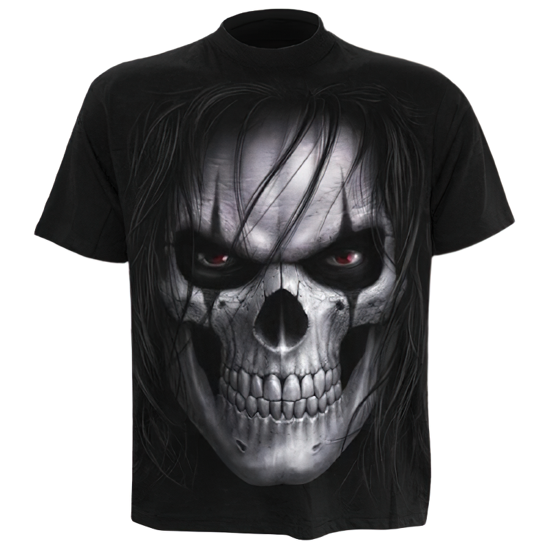Fashion Men s T shirt Gothic style with 3D Print Skull Black T Shirts Short Sleeve and Round Neck