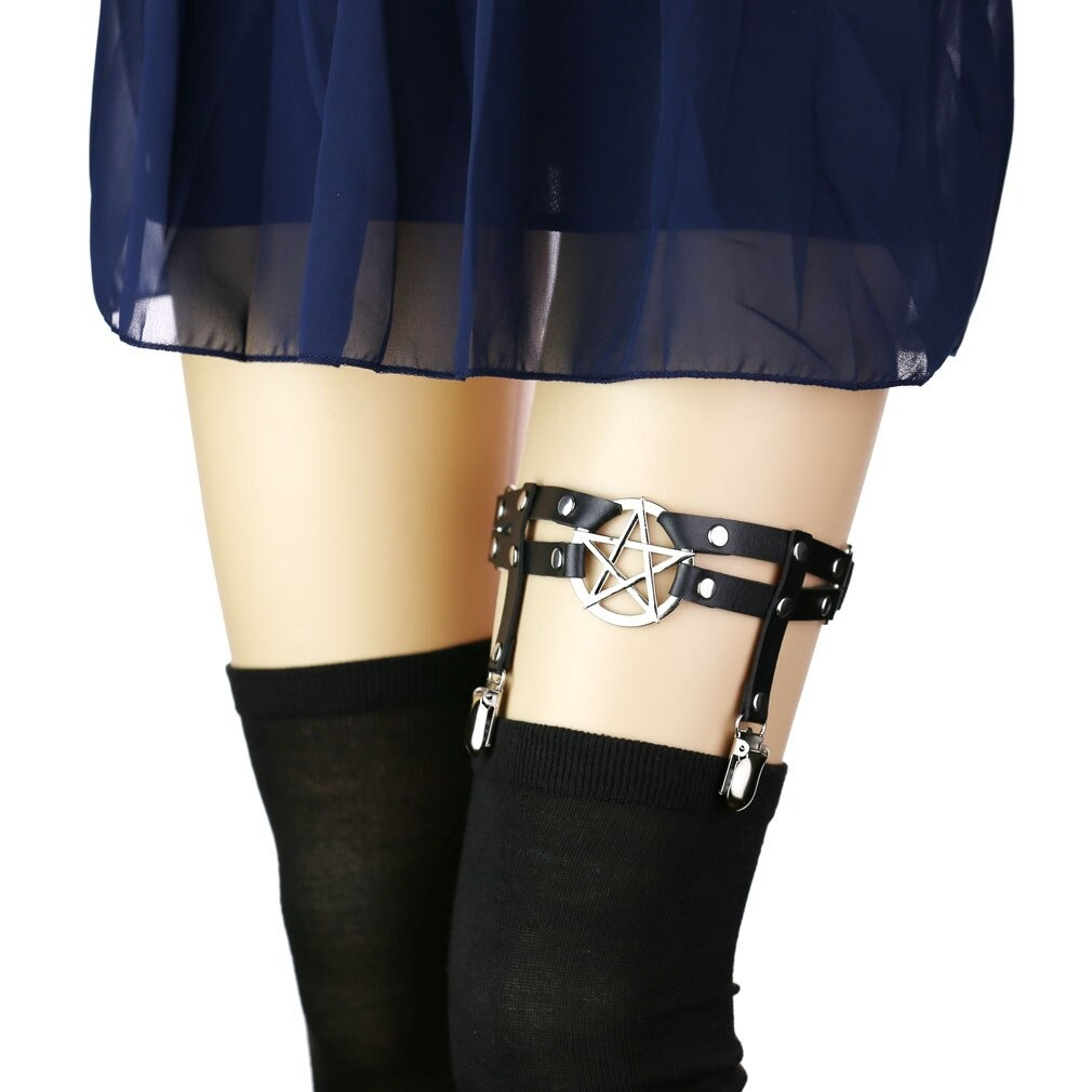 Sexy Women's PU Leather Leg Garter Belts with Pentagram Sexy Women's PU Leather Leg Garter Belts with Pentagram