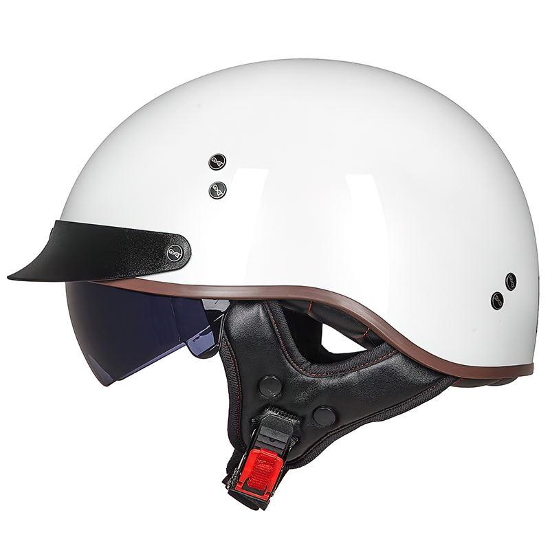 Vintage Half Face Biker Helmet / Bright White DOT Certification Head Protection Helmet