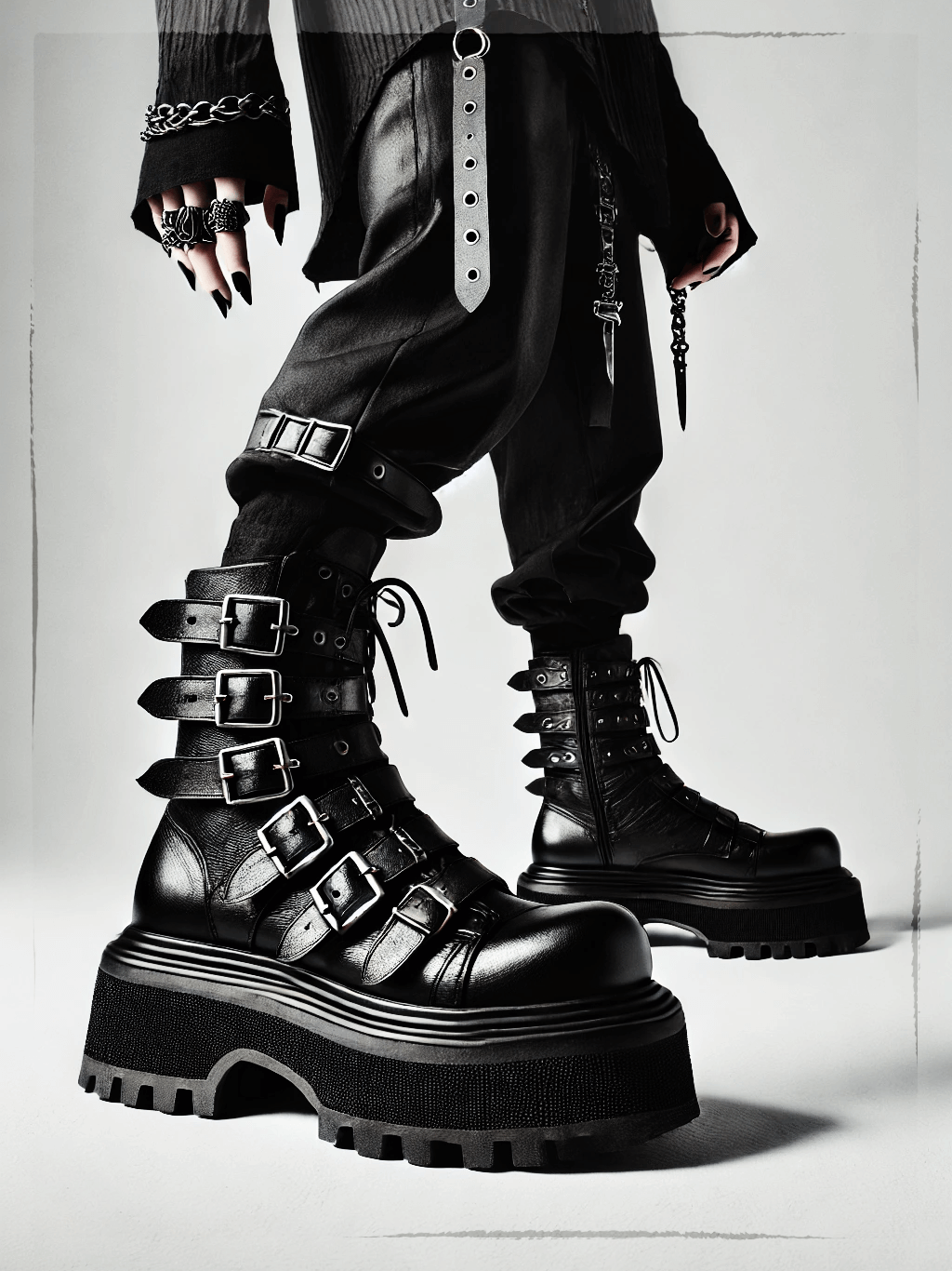 mens black platform shoes