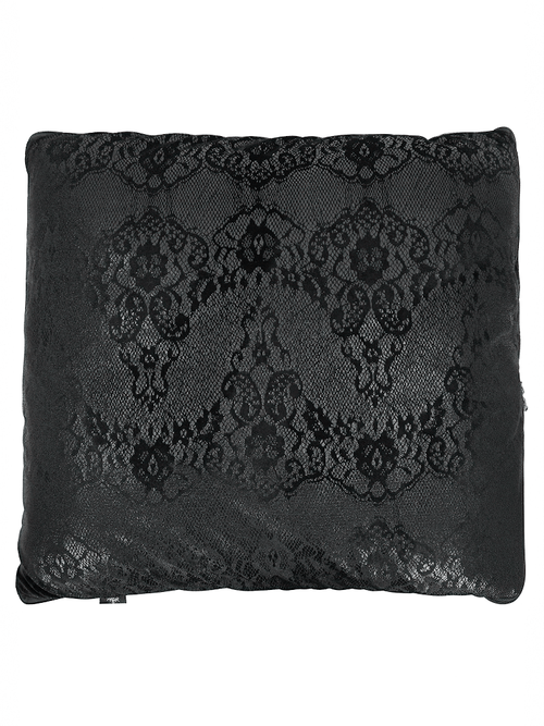 Couverture de coussin 2 en 1 avec ornements baroques / Oreiller et couverture noirs gothiques confortables