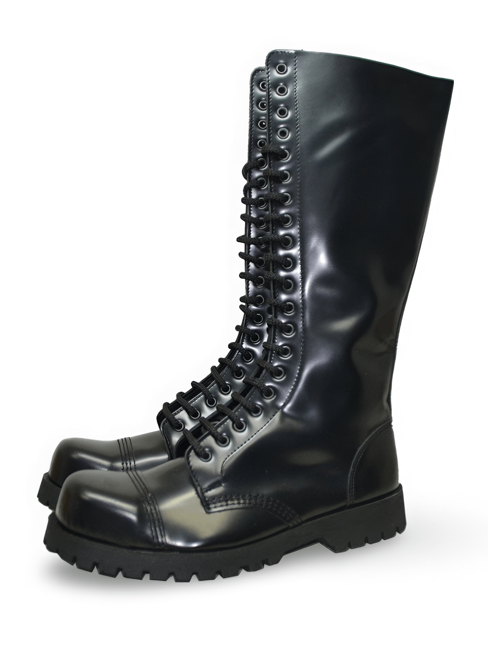 20-Eyelet Black Rangers Boots with Steel Toe Cap