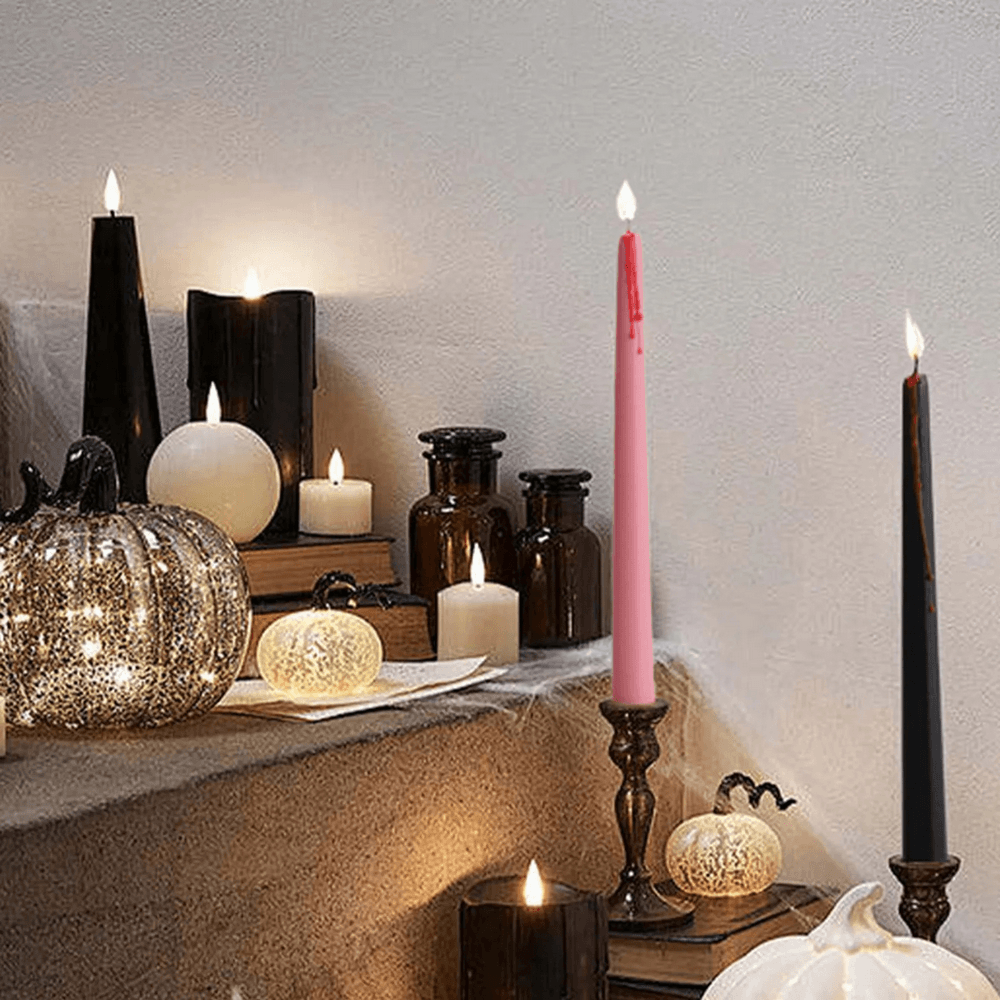 4-Pack Blood Drip Taper Candles for Gothic Decor