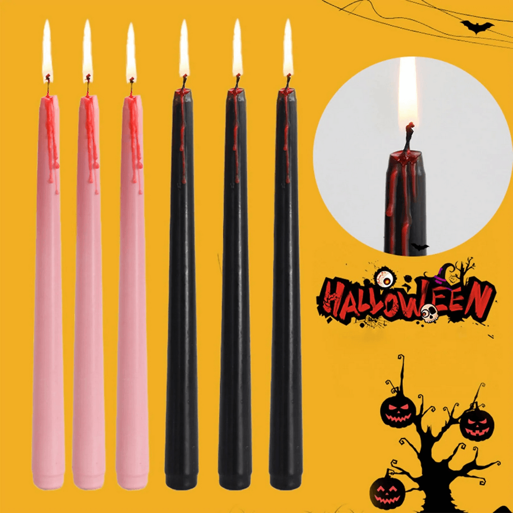 4-Pack Blood Drip Taper Candles for Gothic Decor