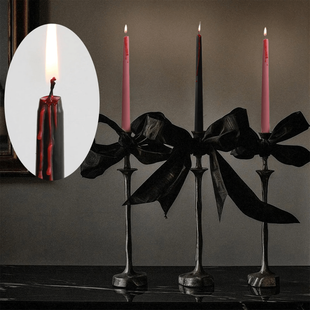 4-Pack Blood Drip Taper Candles for Gothic Decor