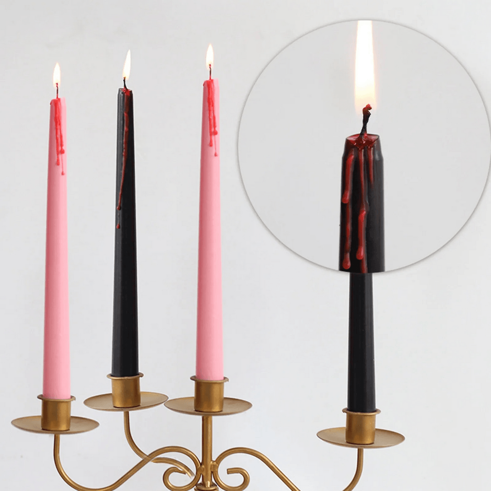 4-Pack Blood Drip Taper Candles for Gothic Decor