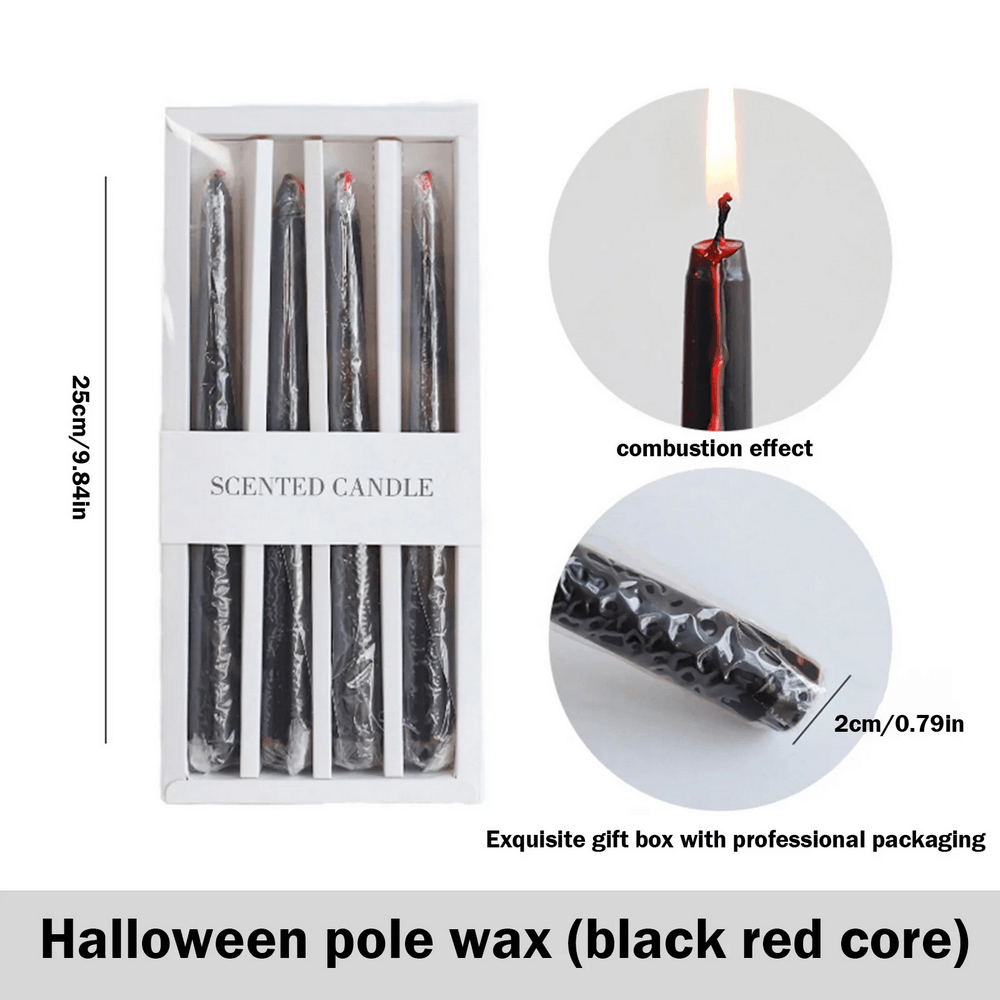 4-Pack Blood Drip Taper Candles for Gothic Decor