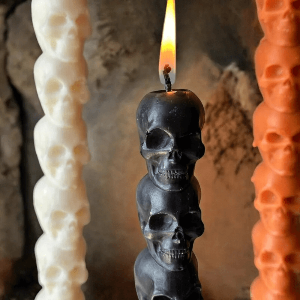 4-Pack Skull Taper Candles for Gothic Home Decor