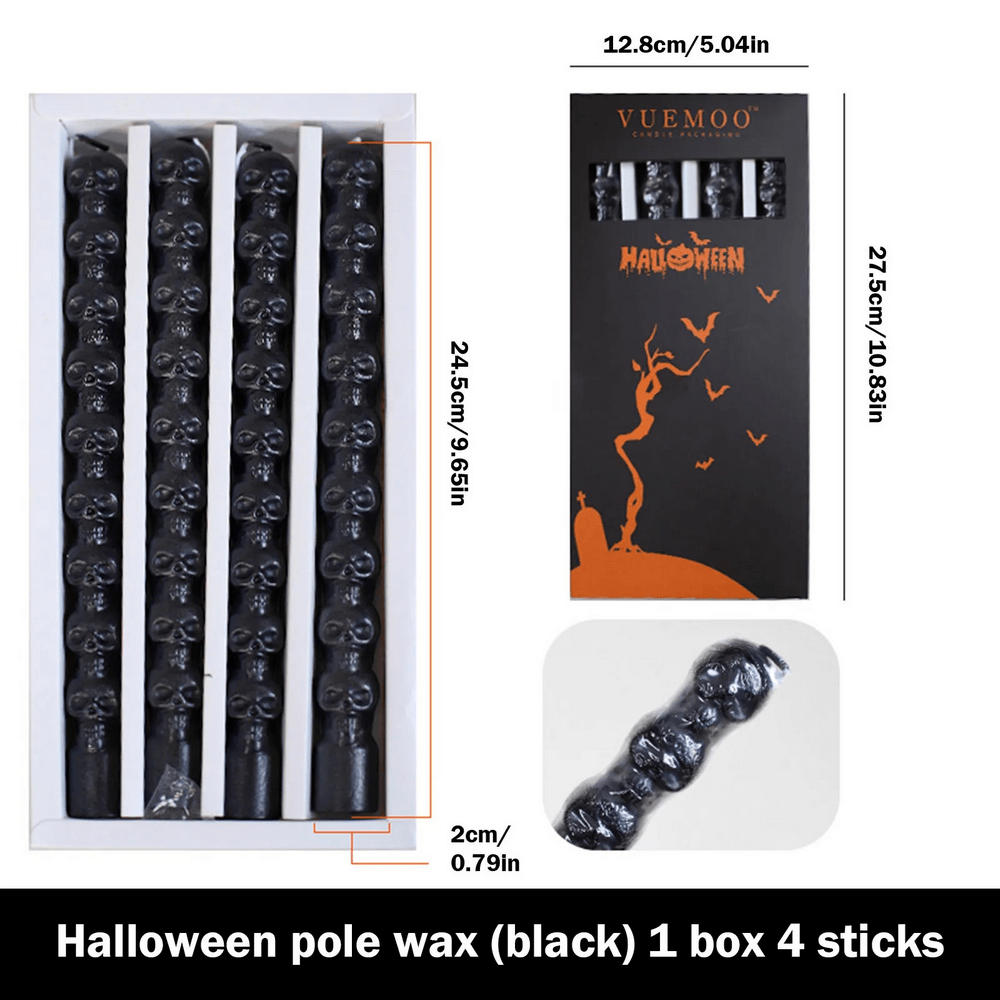 4-Pack Skull Taper Candles for Gothic Home Decor