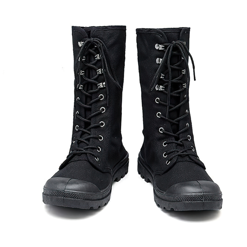 Comfortable Canvas Men Lace Up Boots / Mid-calf Male Military Tactical Boots - HARD'N'HEAVY