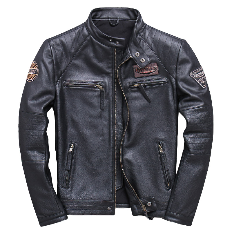 Vintage Genuine Leather Black Jacket / Men's Biker Jacket In Rock Style - HARD'N'HEAVY