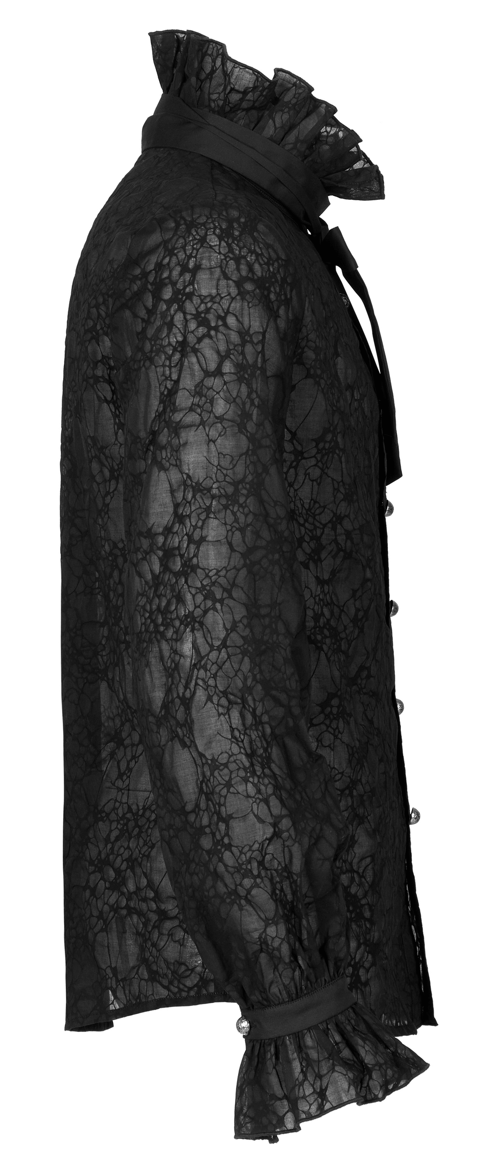 Abstract Lace Gothic Shirt With Ruffle Detail And Detachable Bow - HARD'N'HEAVY