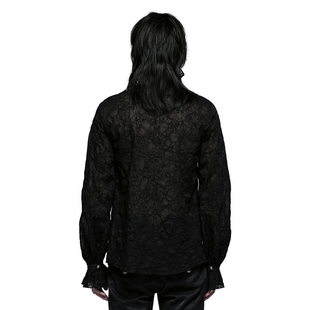 Abstract Lace Gothic Shirt With Ruffle Detail And Detachable Bow - HARD'N'HEAVY