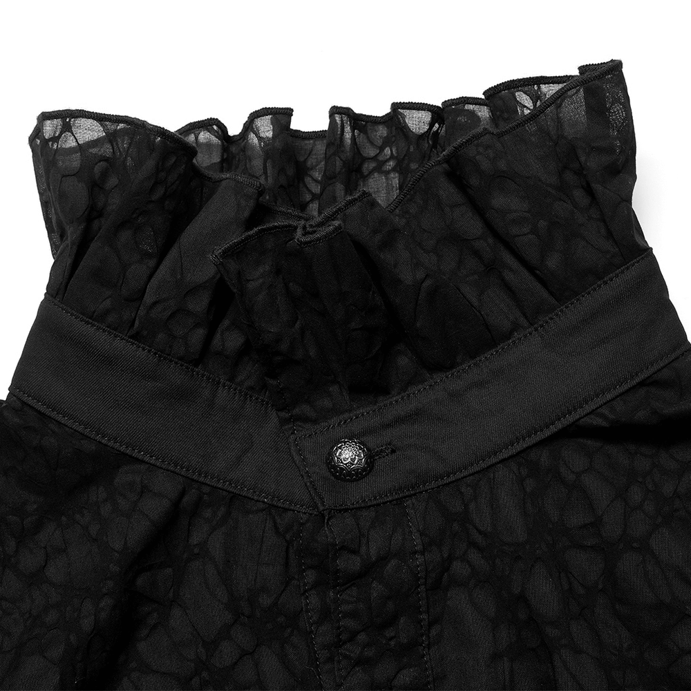 Abstract Lace Gothic Shirt With Ruffle Detail And Detachable Bow - HARD'N'HEAVY