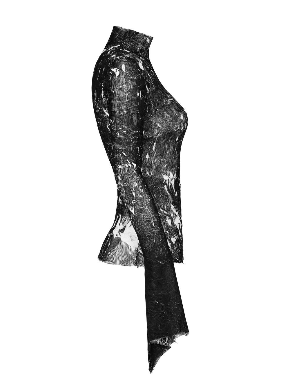 Abstract Marble Gothic fitted top with long sleeves and unique marble texture, perfect for gothic chic style.