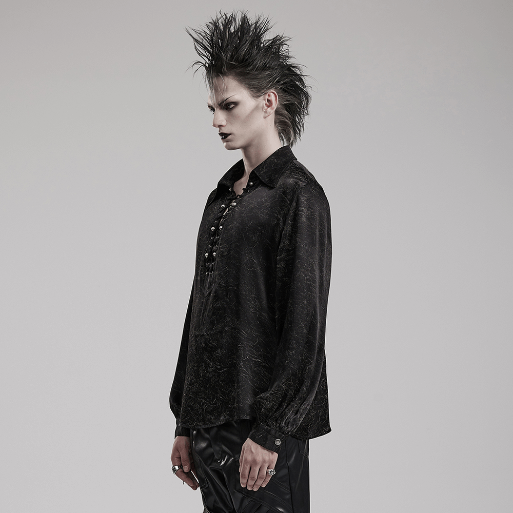 Abstract V-Neck Rivet Gothic Shirt - Casual Fit - HARD'N'HEAVY