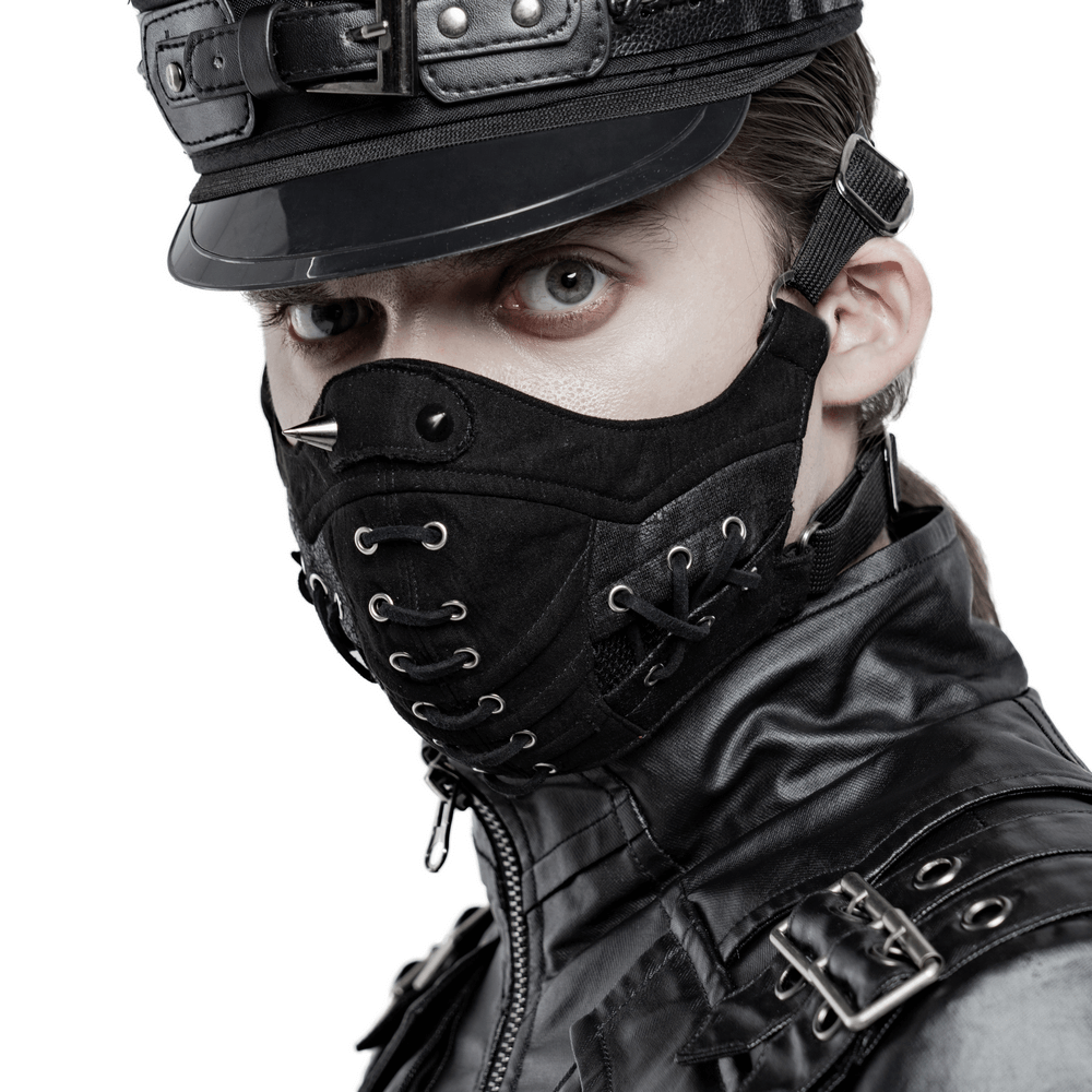 Adjustable Punk-Style Face Mask with Lacing Eyelets