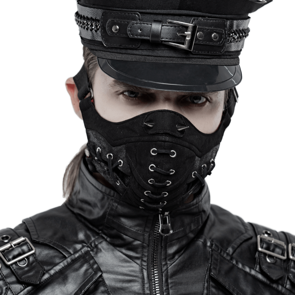 Adjustable Punk-Style Face Mask with Lacing Eyelets