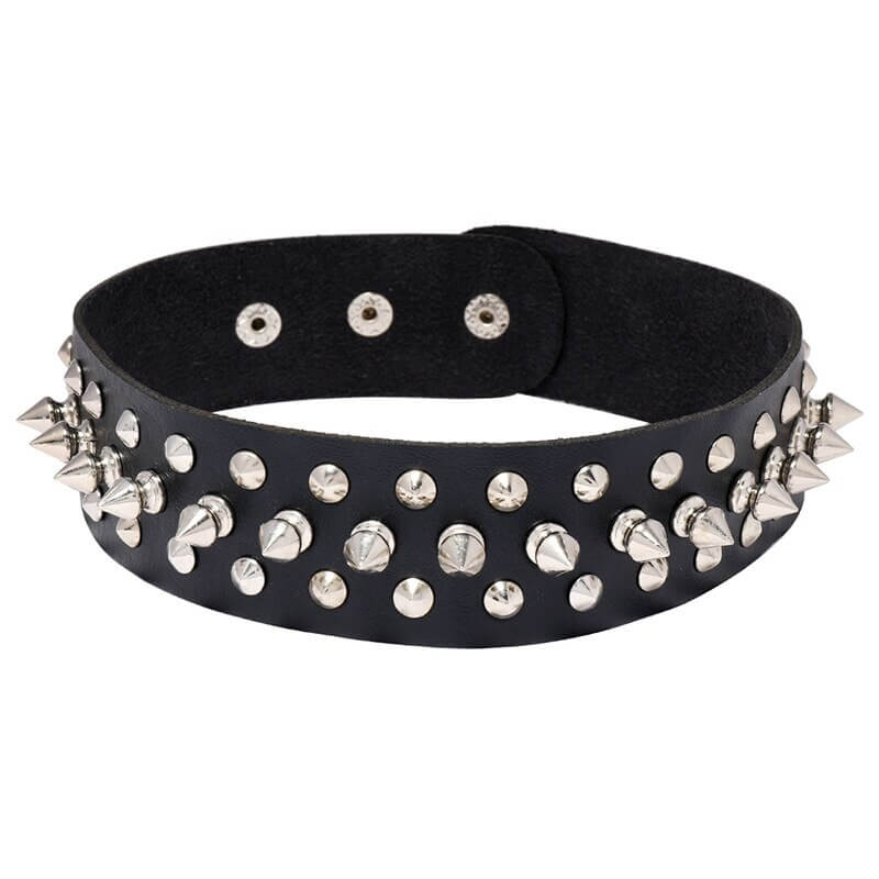 Aesthetic Black PU Leather Choker with Spikes / Goth Accessories for Women and Men - HARD'N'HEAVY