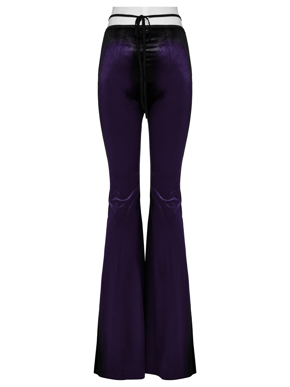 Gothic high-waist flared pants with velvet panels and gradient design, perfect for alternative fashion lovers.