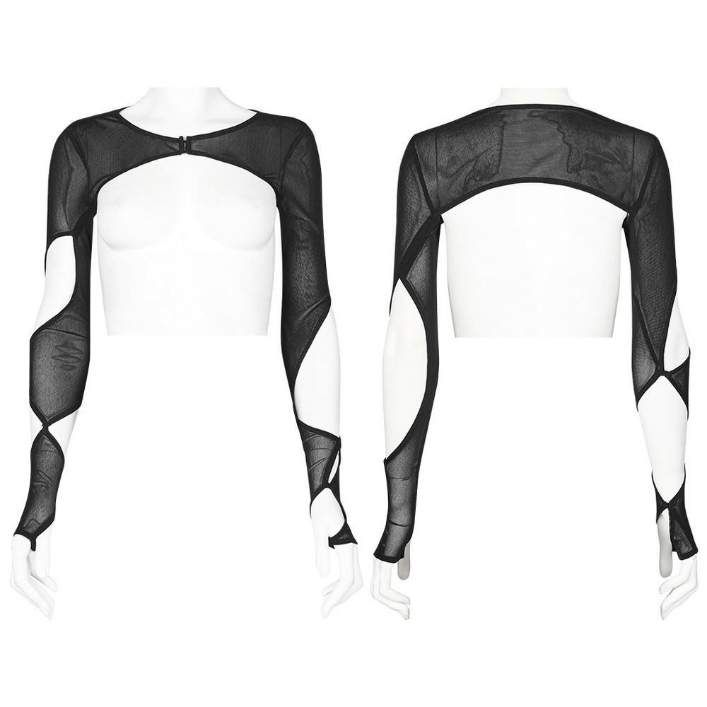 Aesthetic Innovative Structured Sleeves Mesh Top
