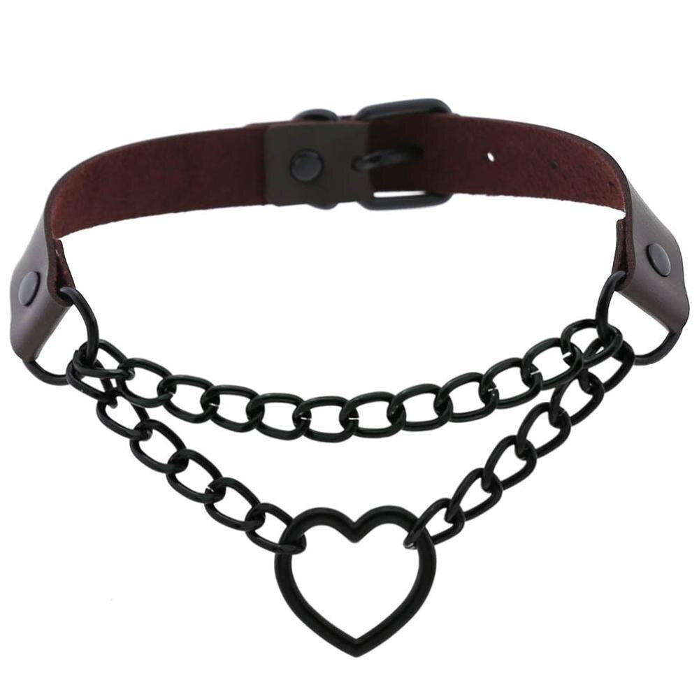 All Black Heart Chain Choker for Girls / Female Collar Choker / Women's Accessories for Halloween - HARD'N'HEAVY