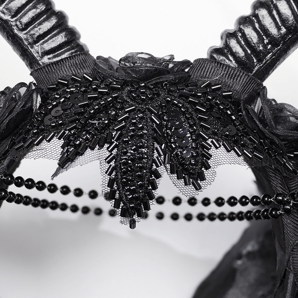 Allure Gothic Horned Headpiece with Lace Detail