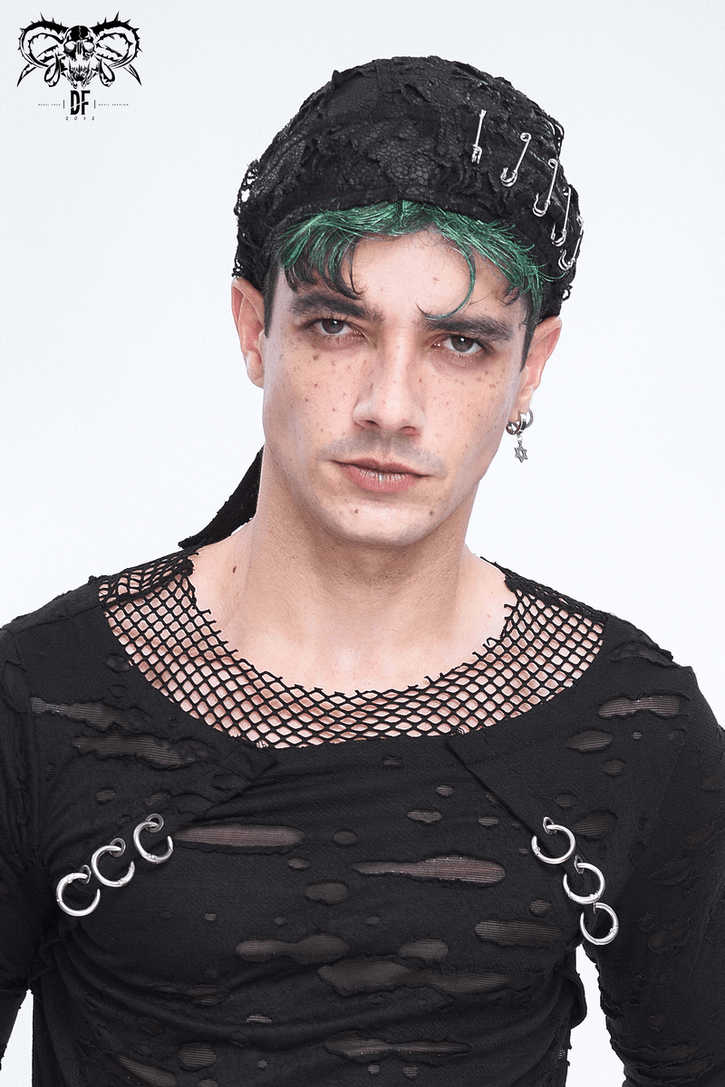 Alternative Distressed BandanaHat for Men with Pins