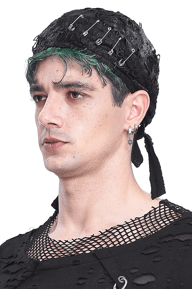 Alternative Distressed Bandana-Hat for Men with Pins - HARD'N'HEAVY