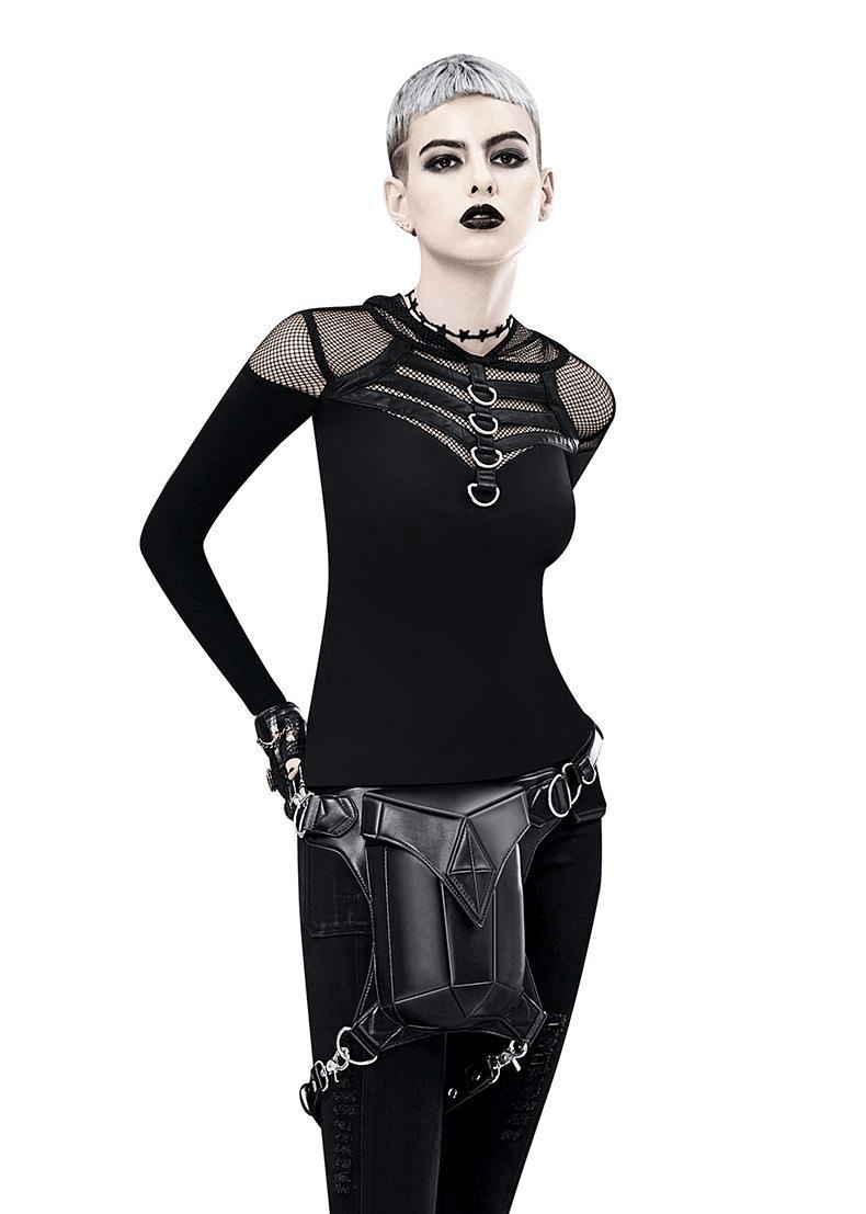 Alternative Fashion Gothic Steampunk Shoulder Bag / Vintage Leather Retro Rock Bag - HARD'N'HEAVY
