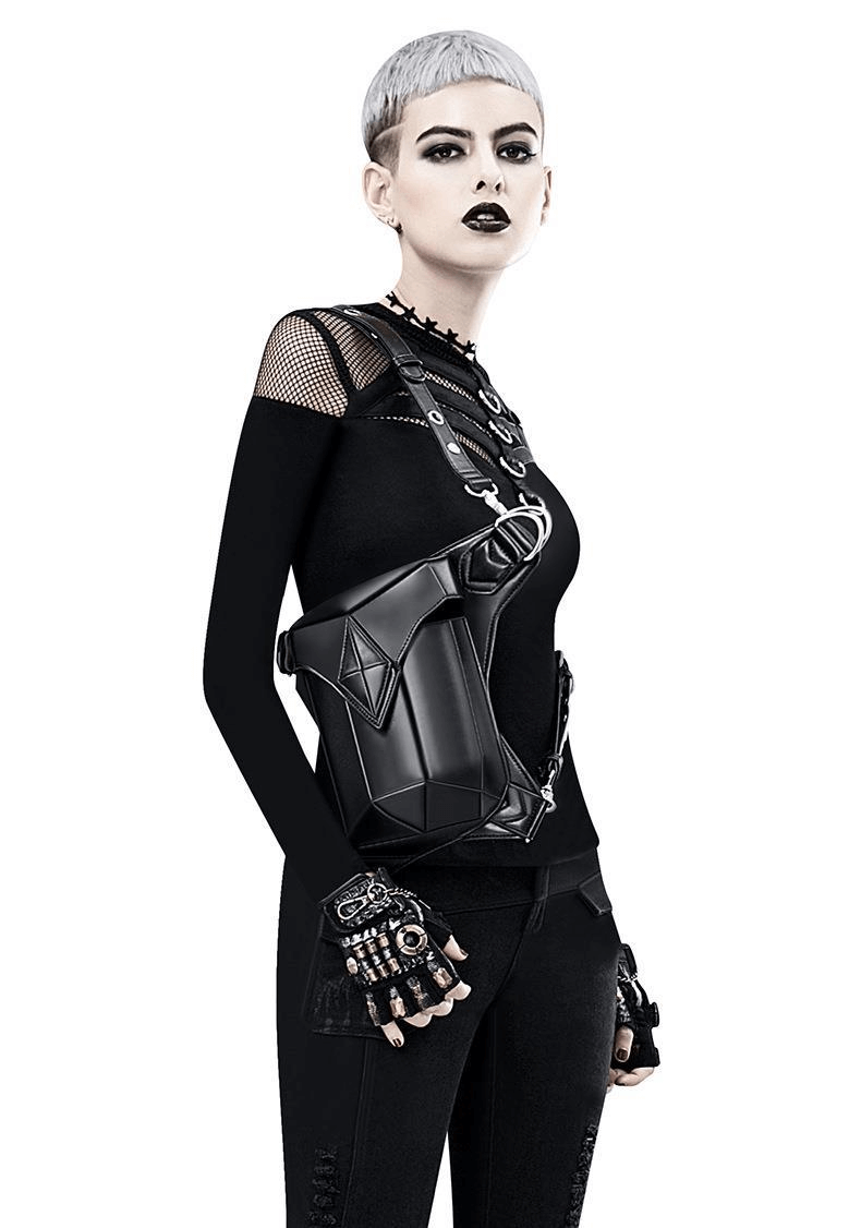 Alternative Fashion Gothic Steampunk Shoulder Bag / Vintage Leather Retro Rock Bag - HARD'N'HEAVY
