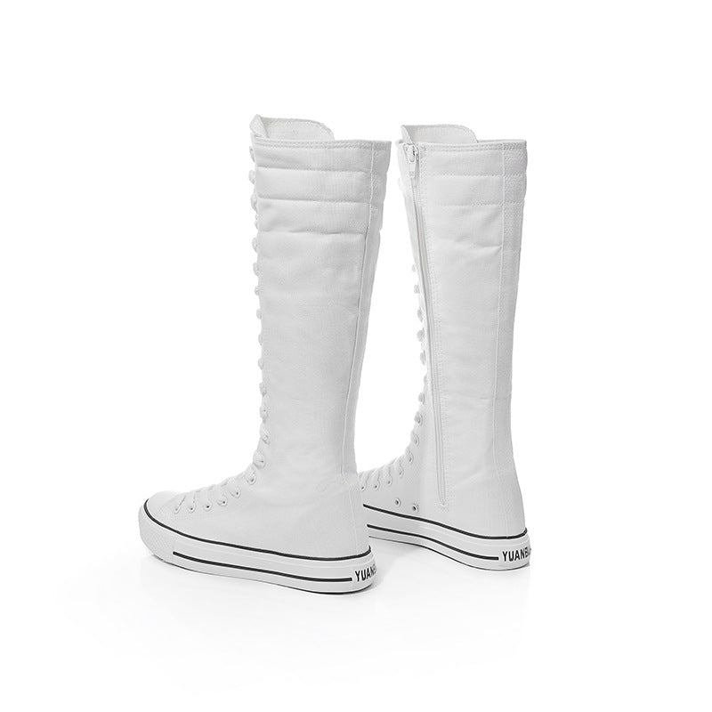 Alternative Fashion Women Canvas Shoes with High Top / Knee High Boots in Grunge Style - HARD'N'HEAVY