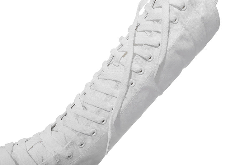 Alternative Fashion Women Canvas Shoes with High Top / Knee High Boots in Grunge Style - HARD'N'HEAVY