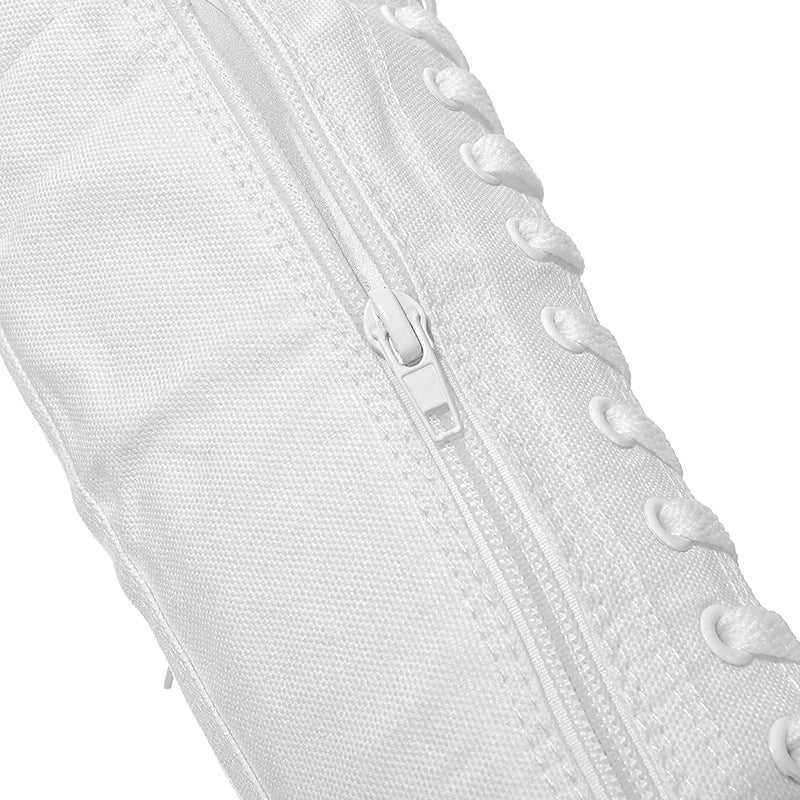 Alternative Fashion Women Canvas Shoes with High Top / Knee High Boots in Grunge Style - HARD'N'HEAVY