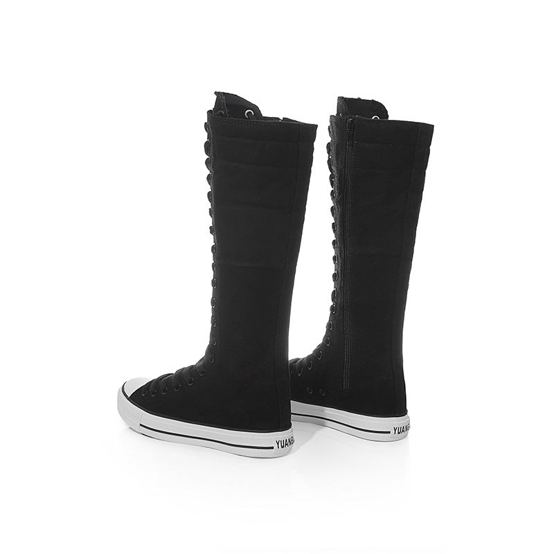 Alternative Fashion Women Canvas Shoes with High Top / Knee High Boots in Grunge Style - HARD'N'HEAVY