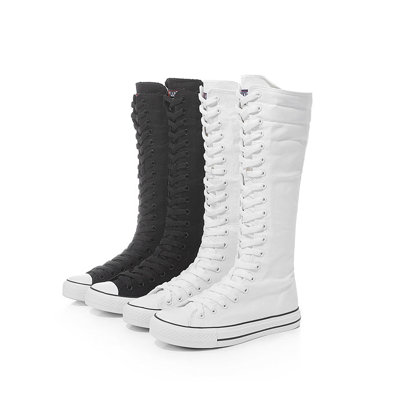 Alternative Fashion Women Canvas Shoes with High Top / Knee High Boots in Grunge Style - HARD'N'HEAVY