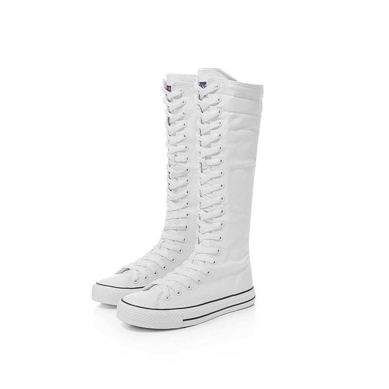 Alternative Fashion Women Canvas Shoes with High Top / Knee High Boots in Grunge Style - HARD'N'HEAVY