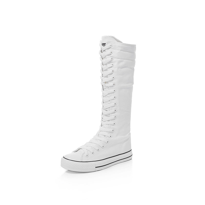 Alternative Fashion Women Canvas Shoes with High Top / Knee High Boots in Grunge Style - HARD'N'HEAVY